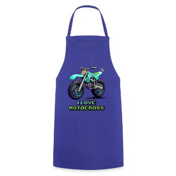 Pixelkunst Motorrad: Ich liebe Motocross - Kochschürze - Royalblau - Vorne - AI Model Male 185 dark (185cm)