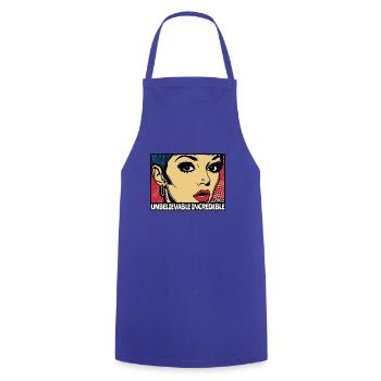 The Incredible, Fantastic Pop Art Woman - Cooking Apron - royal blue - Front - AI Model Male 185 dark (185cm)