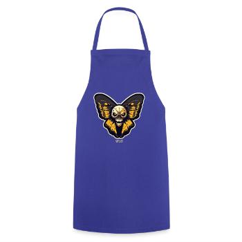 Skull Moth Butterfly - Cooking Apron - royal blue - Front - AI Model Male 185 dark (185cm)