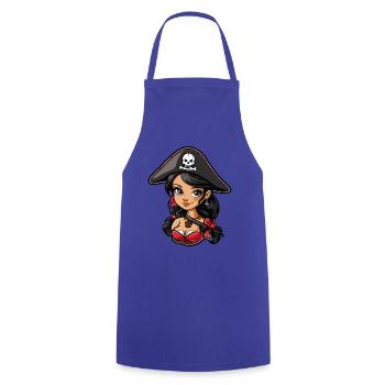 Cute Anime Pirate Girl - Cooking Apron - royal blue - Front - AI Model Male 185 dark (185cm)