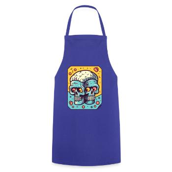 Zwillingskopf-Gehirn-Zombies - Kochschürze - Royalblau - Vorne - AI Model Male 185 dark (185cm)