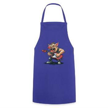 Heavy Rock Music Guitars Pig - Cooking Apron - royal blue - Front - AI Model Male 185 dark (185cm)