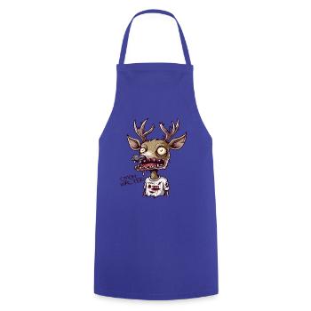 A completely broken reindeer asks Walter for more - Cooking Apron - royal blue - Front - AI Model Male 185 dark (185cm)