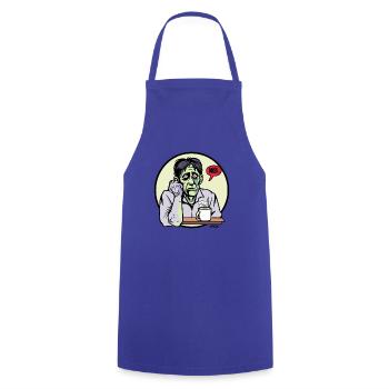 Bored zombie with coffee and flower - Cooking Apron - royal blue - Front - AI Model Male 185 dark (185cm)