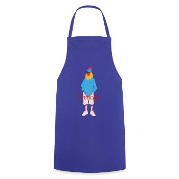French Style, Rooster Attitude, The Soul of the Gaul - Cooking Apron - royal blue - Front - AI Model Male 185 dark (185cm)