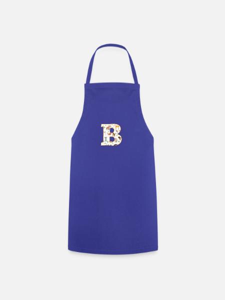 Buchstabe B, Monogramm, Tiermuster - Kochschürze - Royalblau