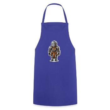 Fantasy Knight in Armor – RPG Cartoon - Cooking Apron - royal blue - Front - AI Model Male 185 dark (185cm)
