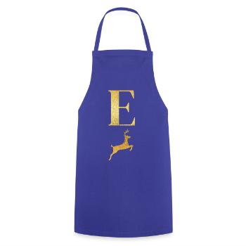 Letter e golden deer - gift idea - Cooking Apron - royal blue - Front - AI Model Male 185 dark (185cm)