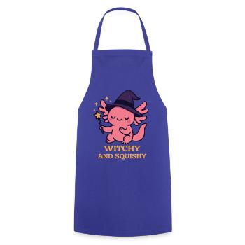 Witchy Axolotl - Cute Witch Motif - Cooking Apron - royal blue - Front - AI Model Male 185 dark (185cm)