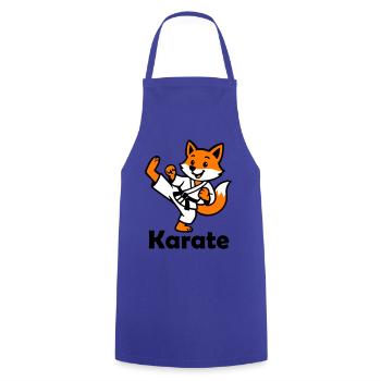 Karate Fuchs - Kochschürze - Royalblau - Vorne - AI Model Male 185 dark (185cm)