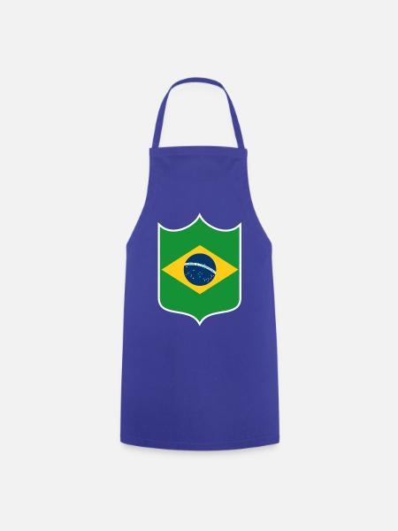 Brasilien Flagge Wappen - Kochschürze - Royalblau