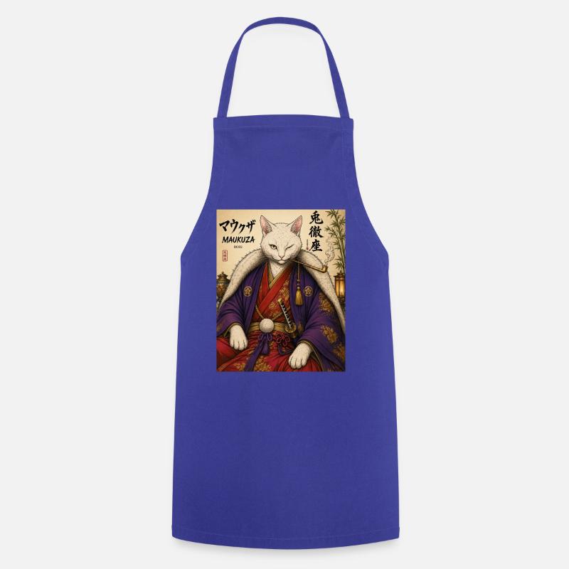 Maukuza Samurai Katze - Kochschürze - Royalblau