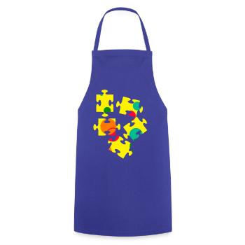Bunte Puzzleteil Collage - Kochschürze - Royalblau - Vorne - AI Model Male 185 dark (185cm)