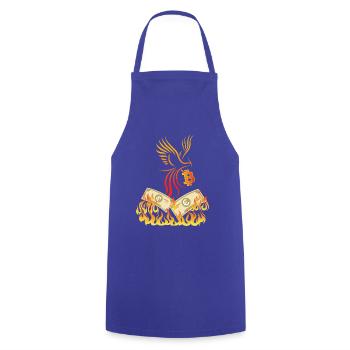 Bitcoin BTC & Phoenix - Blockchain Satoshi Nakamoto - Cooking Apron - royal blue - Front - AI Model Male 185 dark (185cm)