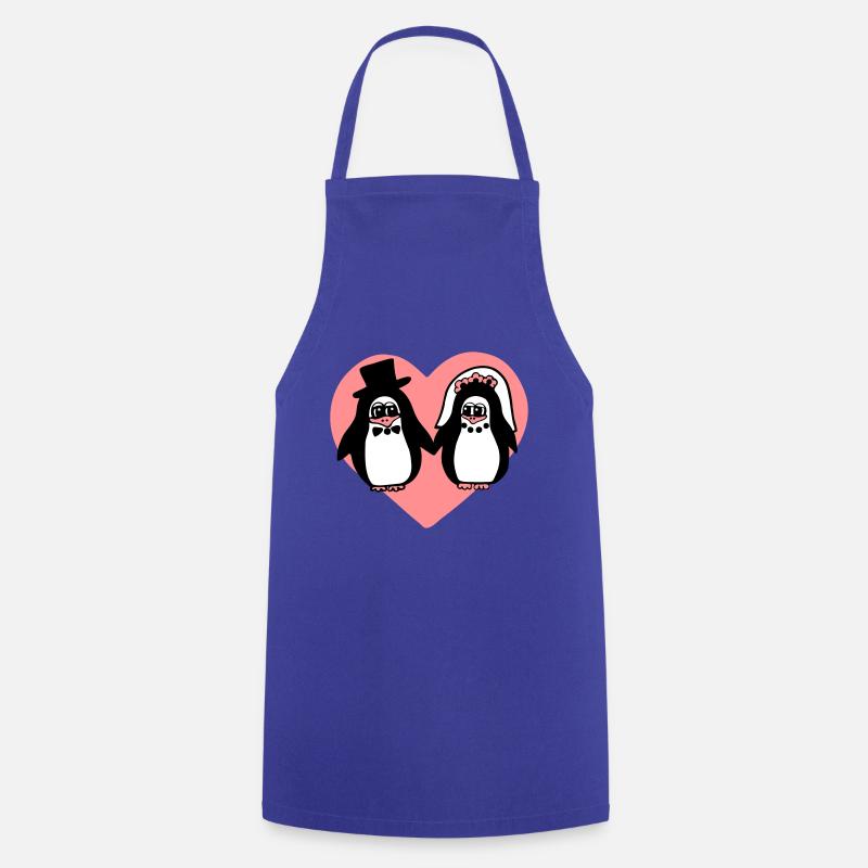 Pinguin Hochzeit - Kochschürze - Royalblau