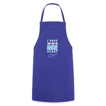 I have the key to her heart - Cooking Apron - royal blue - Front - AI Model Male 185 dark (185cm)