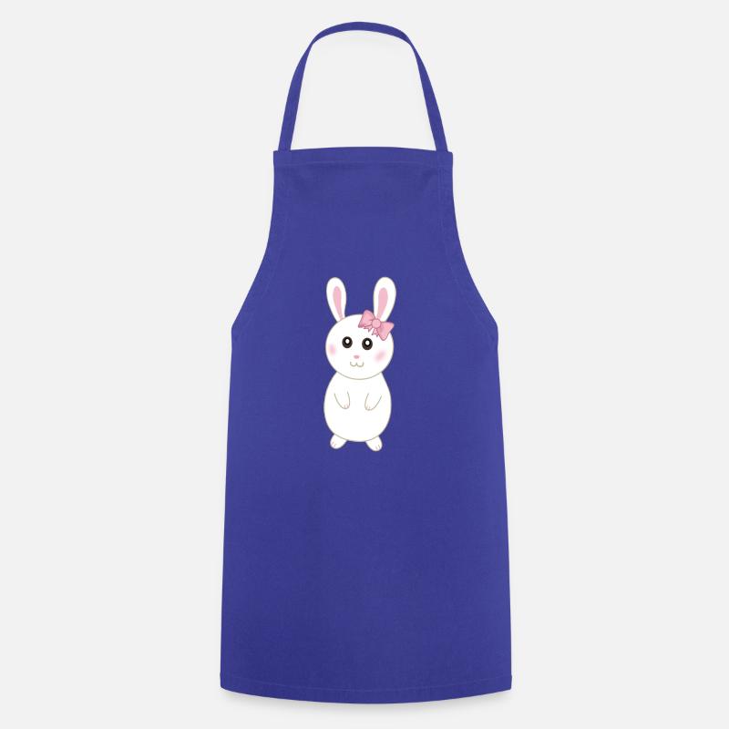 Rabbitette cute white rabbit - Cooking Apron - royal blue