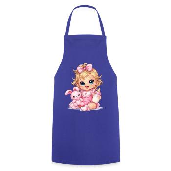 Baby Girl with Pink Bow and Bottle - Cooking Apron - royal blue - Front - AI Model Male 185 dark (185cm)