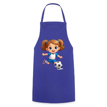 Comic girl en tant que joueuse de football avec le football – Sports - Tablier de cuisine - bleu royal - Devant - AI Model Male 185 dark (185cm)