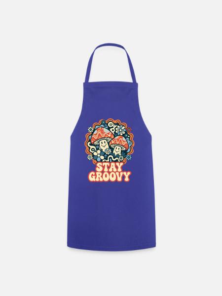 Stay Groovy Retro Pilze - Kochschürze - Royalblau