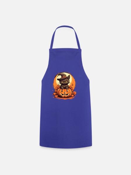 Katzen Halloween Kürbis Katzen Liebhaber - Kochschürze - Royalblau