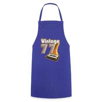 1977 Anniversaire Né En 1977 Rétro Vintage - Tablier de cuisine - bleu royal - Devant - AI Model Male 185 dark (185cm)