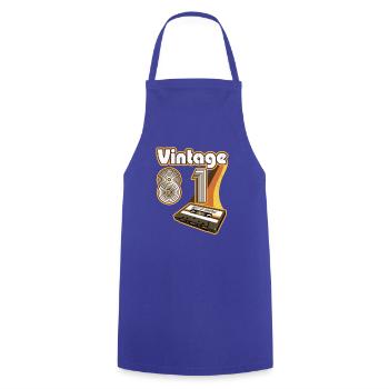 1981 Birthday Born In 1981 Retro Vintage - Cooking Apron - royal blue - Front - AI Model Male 185 dark (185cm)