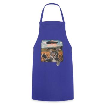 Lustige Ängstliche Katze Selfie UFO Alien - Kochschürze - Royalblau - Vorne - AI Model Male 185 dark (185cm)
