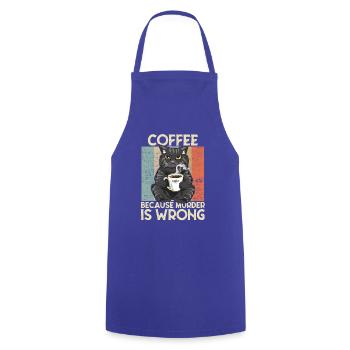 Coffee because Murder is wrong Kaffee Katze retro - Kochschürze - Royalblau - Vorne - AI Model Male 185 dark (185cm)
