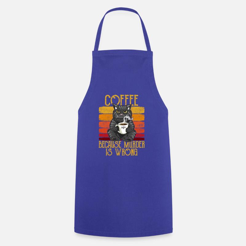 Coffee because Murder is wrong Kaffee Katze retro - Kochschürze - Royalblau