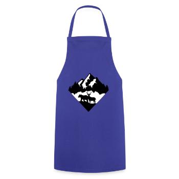 Mountain, forest, deer and bear - two-tone - Cooking Apron - royal blue - Front - AI Model Male 185 dark (185cm)