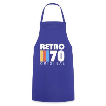 1970 Anniversaire Né En 1970 Rétro Vintage - Tablier de cuisine - bleu royal - Devant - AI Model Male 185 dark (185cm)