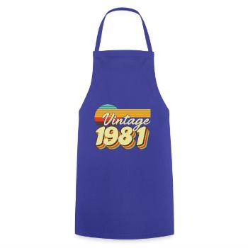 1981 Birthday Born In 1981 Retro Vintage - Cooking Apron - royal blue - Front - AI Model Male 185 dark (185cm)