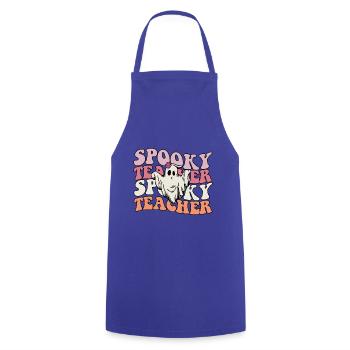 Teacher Halloween Ghost Spooky Teacher - Cooking Apron - royal blue - Front - AI Model Male 185 dark (185cm)