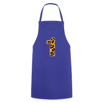 Leopard print yellow-orange - Cooking Apron - royal blue - Front - AI Model Male 185 dark (185cm)