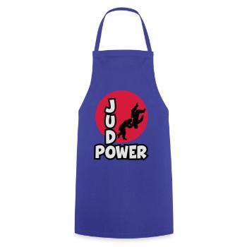 JudoPower Logo - Kochschürze - Royalblau - Vorne - AI Model Male 185 dark (185cm)