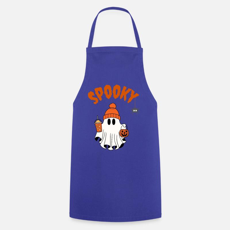 Spooky Halloween Ghost - Cooking Apron - royal blue