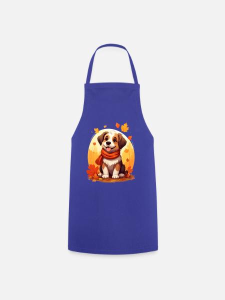 Hund im Herbst - Kochschürze - Royalblau