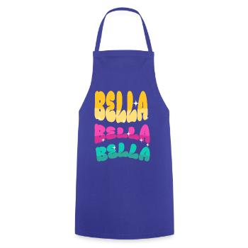 Bella Bella Dreifarbige Schrift - Kochschürze - Royalblau - Vorne - AI Model Male 185 dark (185cm)
