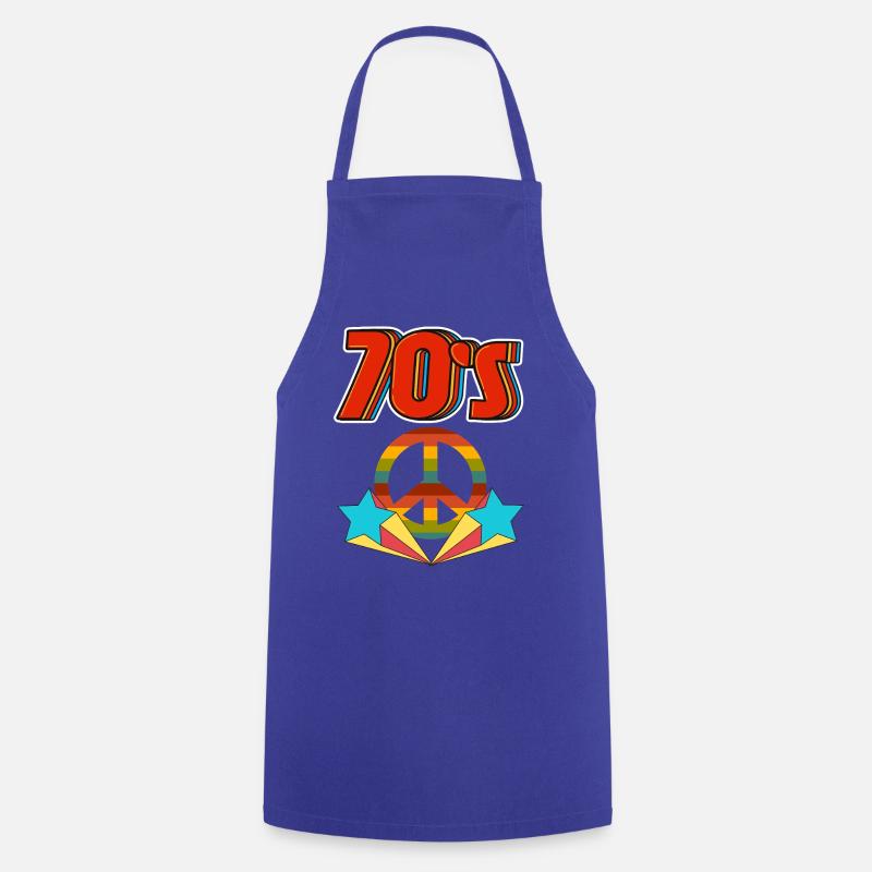 Retro 70er Frieden Regenbogen - Kochschürze - Royalblau