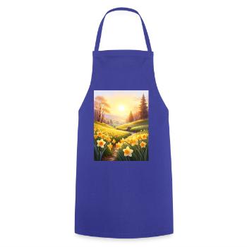Daffodils on a spring meadow - Cooking Apron - royal blue - Front - AI Model Male 185 dark (185cm)