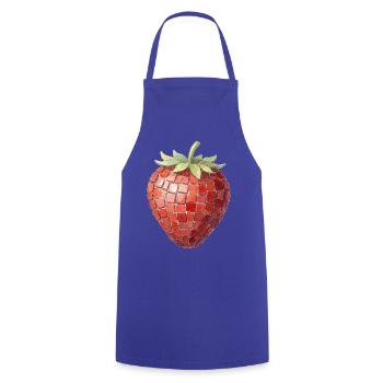 Strawberry Mosaic Art — Watercolor Print - Cooking Apron - royal blue - Front - AI Model Male 185 dark (185cm)