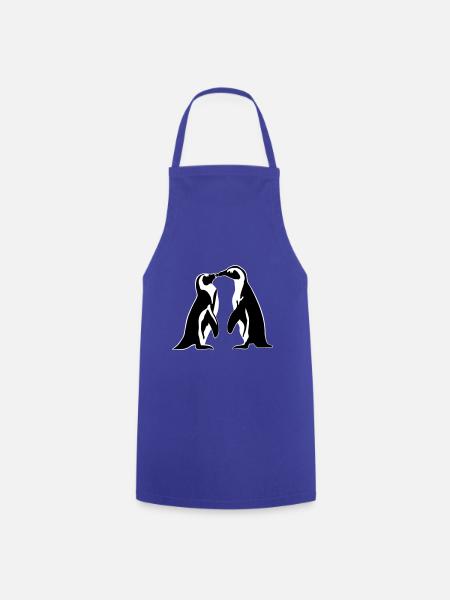 Pinguin - Paar, Liebe - Kochschürze - Royalblau