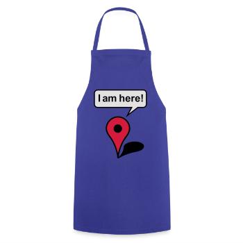 I am here! Google Maps - Kochschürze - Royalblau - Vorne - AI Model Male 185 dark (185cm)