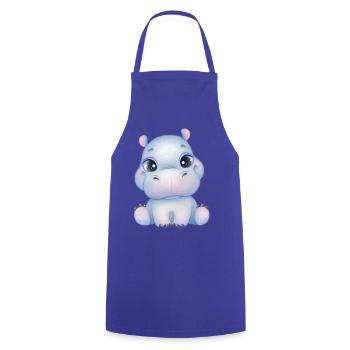 Cute baby hippopotamus with eyes - Baby-Hippo - Cooking Apron - royal blue - Front - AI Model Male 185 dark (185cm)