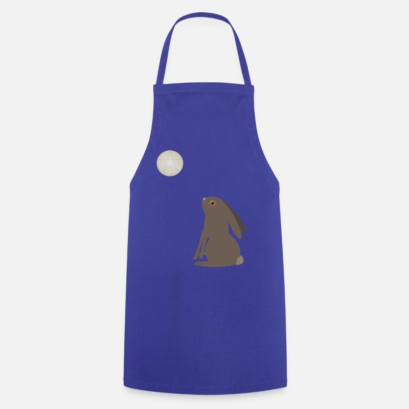Magical Wiccan Hare and Pentacle Moon - Cooking Apron - royal blue