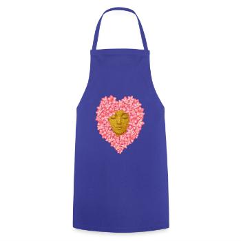 Floral Woman Face / Feminin Flower Illustration - Kochschürze - Royalblau - Vorne - AI Model Male 185 dark (185cm)