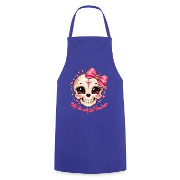 Glitzernder Pinkes Sugar Skull mit Schleife - Kochschürze - Royalblau - Vorne - AI Model Male 185 dark (185cm)