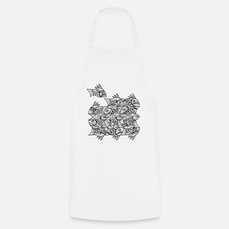 Escher Fish - Cooking Apron - white