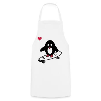 Skaterpinguin - Kochschürze - Weiß - Vorne - AI Model Male 185 dark (185cm)